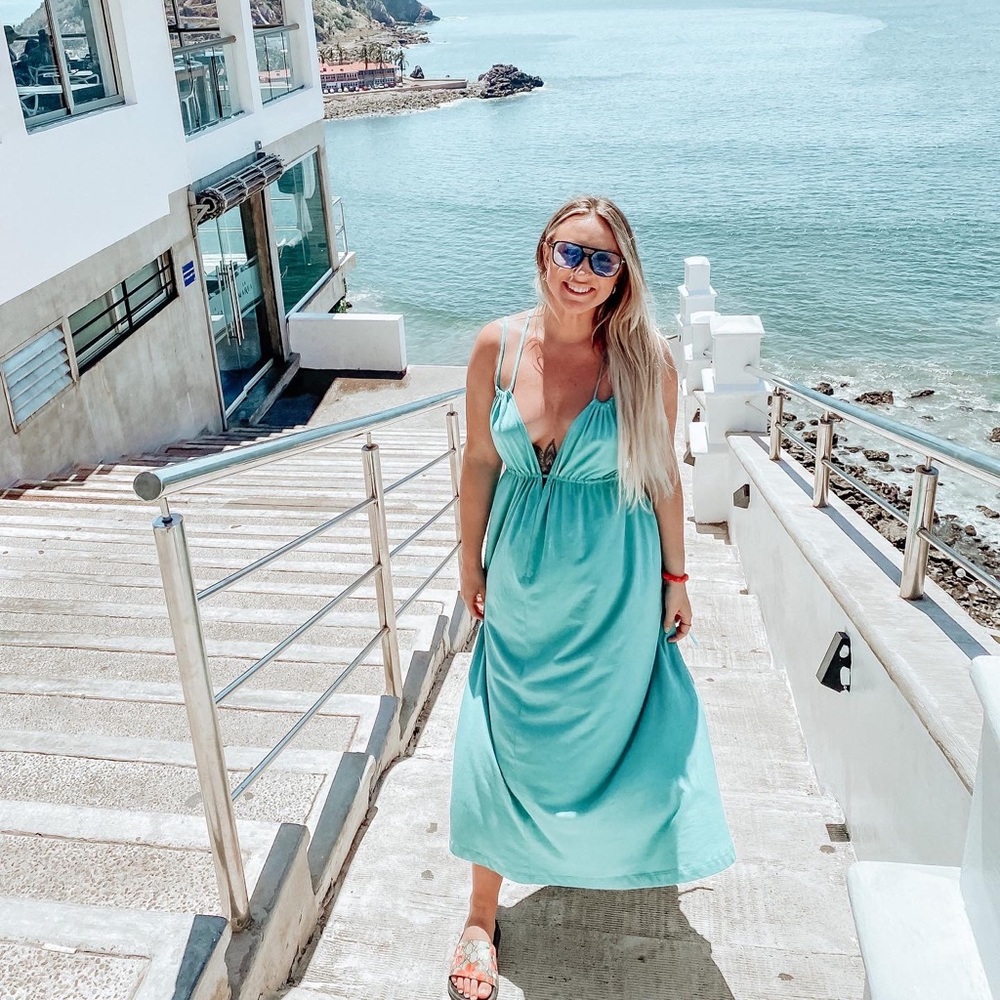 Zara Teal strappy midi dress